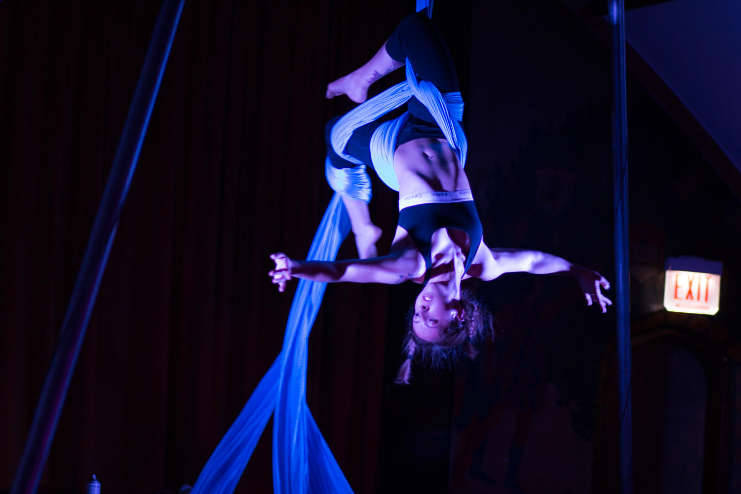 Fourth-year Cecilia Boyers on silks.