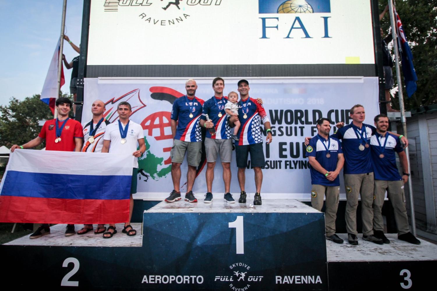 USA Wingsuit Performance Flying Team (from left) Kristian Szczepitko, Alexey Galda, and Chris Geiler.