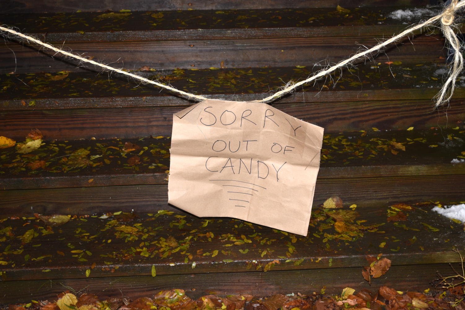 As the night continued, more and more houses ran out of candy and set up “Out of Candy” signs.