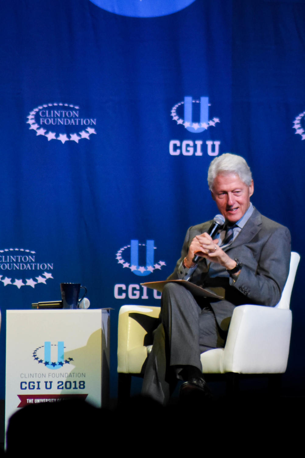 Former President Bill Clinton speaks in Ratner Athletics Center for the opening session of the 11th annual Clinton Global Initiative University (CGI U).
