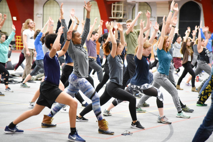 Kuvia participants perform their sun salutations. 