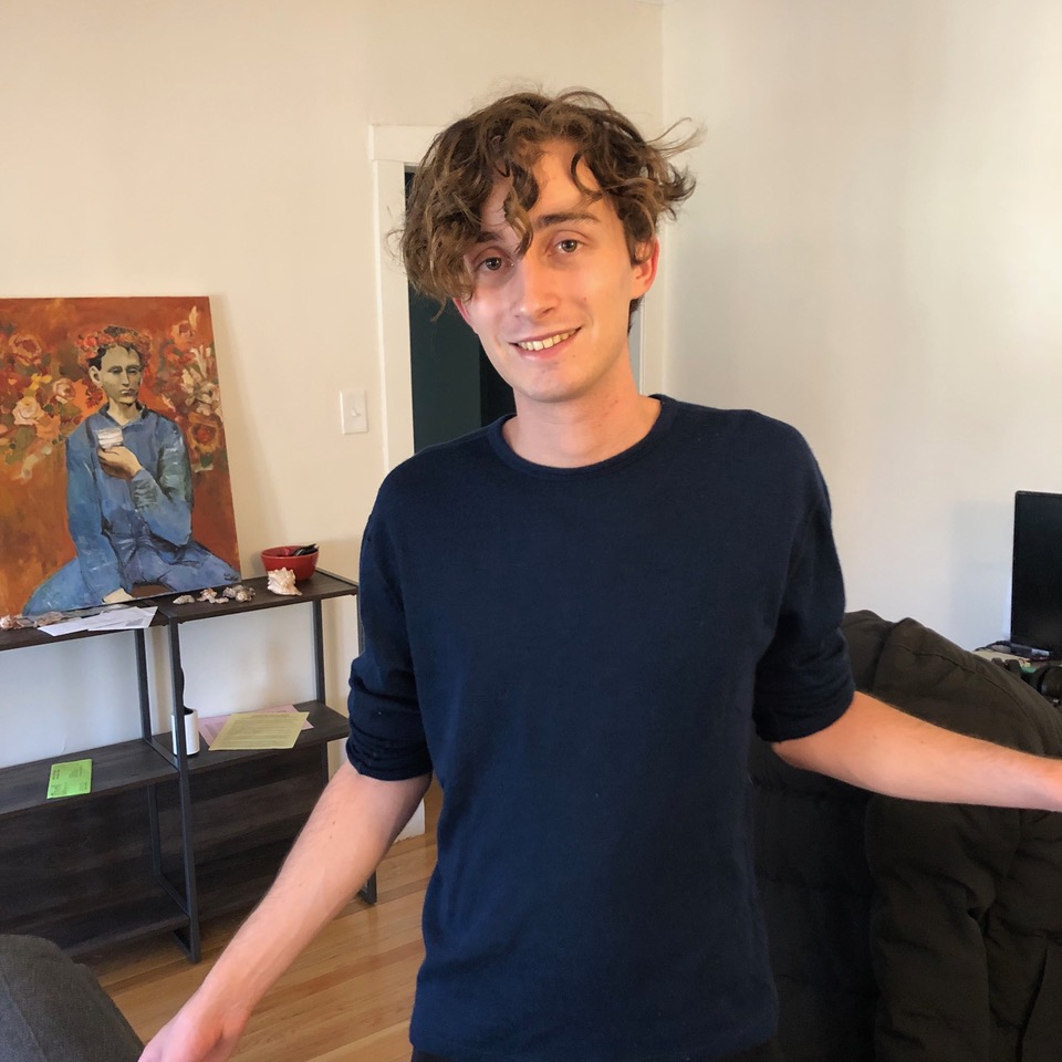 Fausett in his off-campus apartment in spring 2019