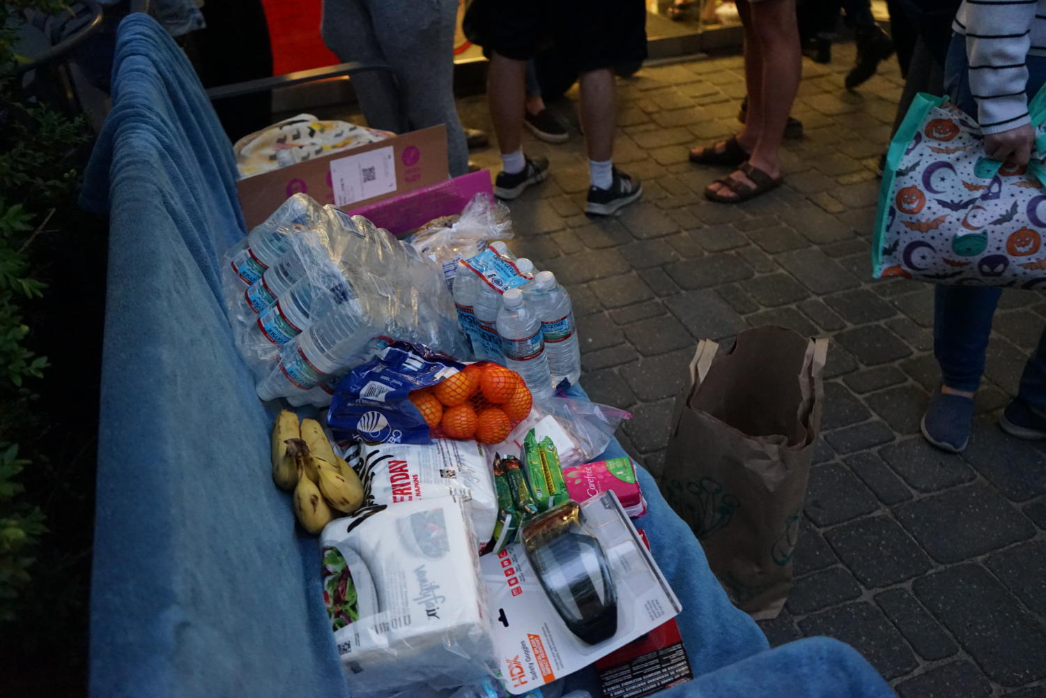 Piled-up supplies waits for those sitting in to protest UCPD.