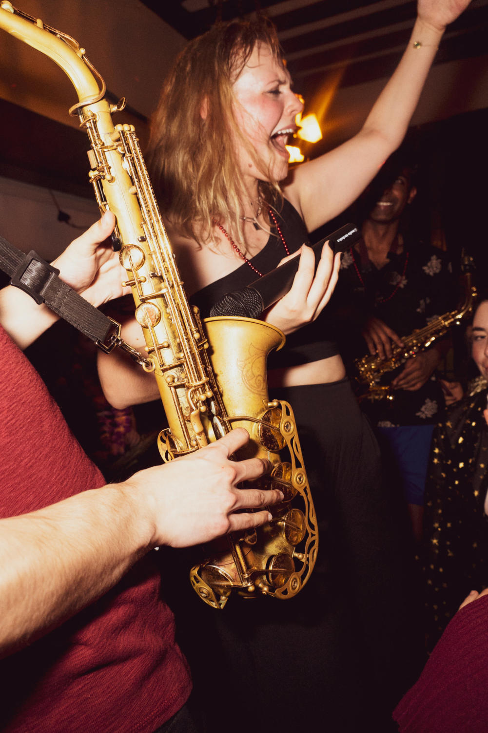 A student performs with Dirt Red Brass Band.