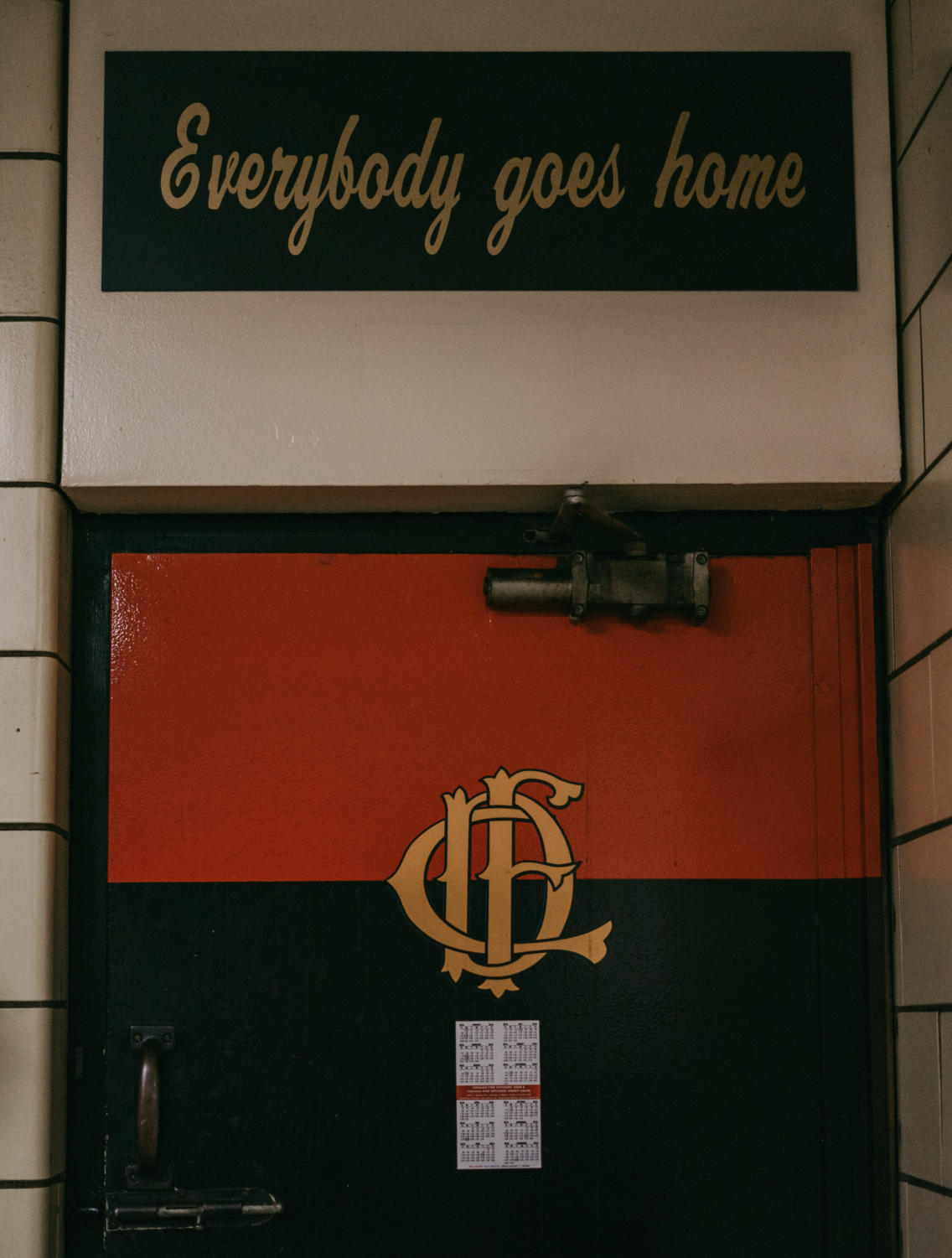 One of the firefighters' mottos hangs above their door