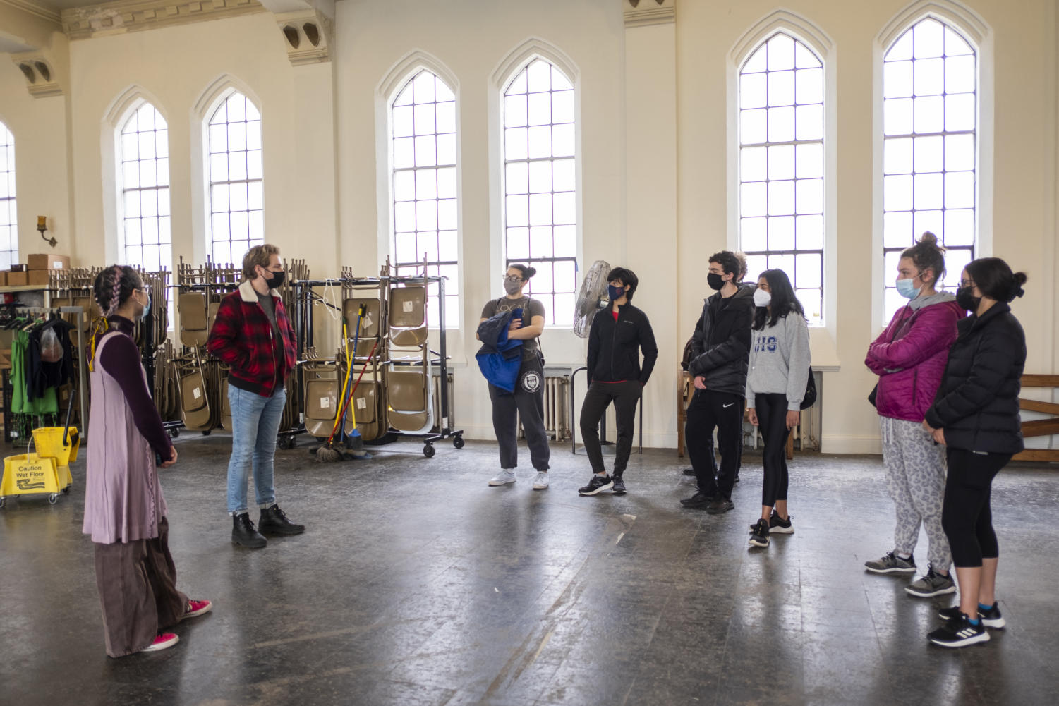 Before the volunteers began clearing the space, Black discussed the church's mission. In the auditorium where Black and Myles greeted the volunteers, the church has hosted rap battles and dance groups that blend Africana, South Side jazz, and ballet.