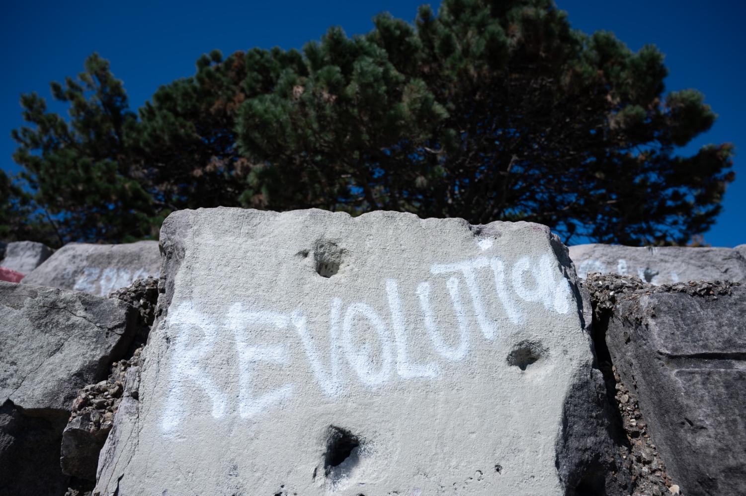 The Point’s limestone also serves as a canvas for local graffiti artists, especially with political messages.