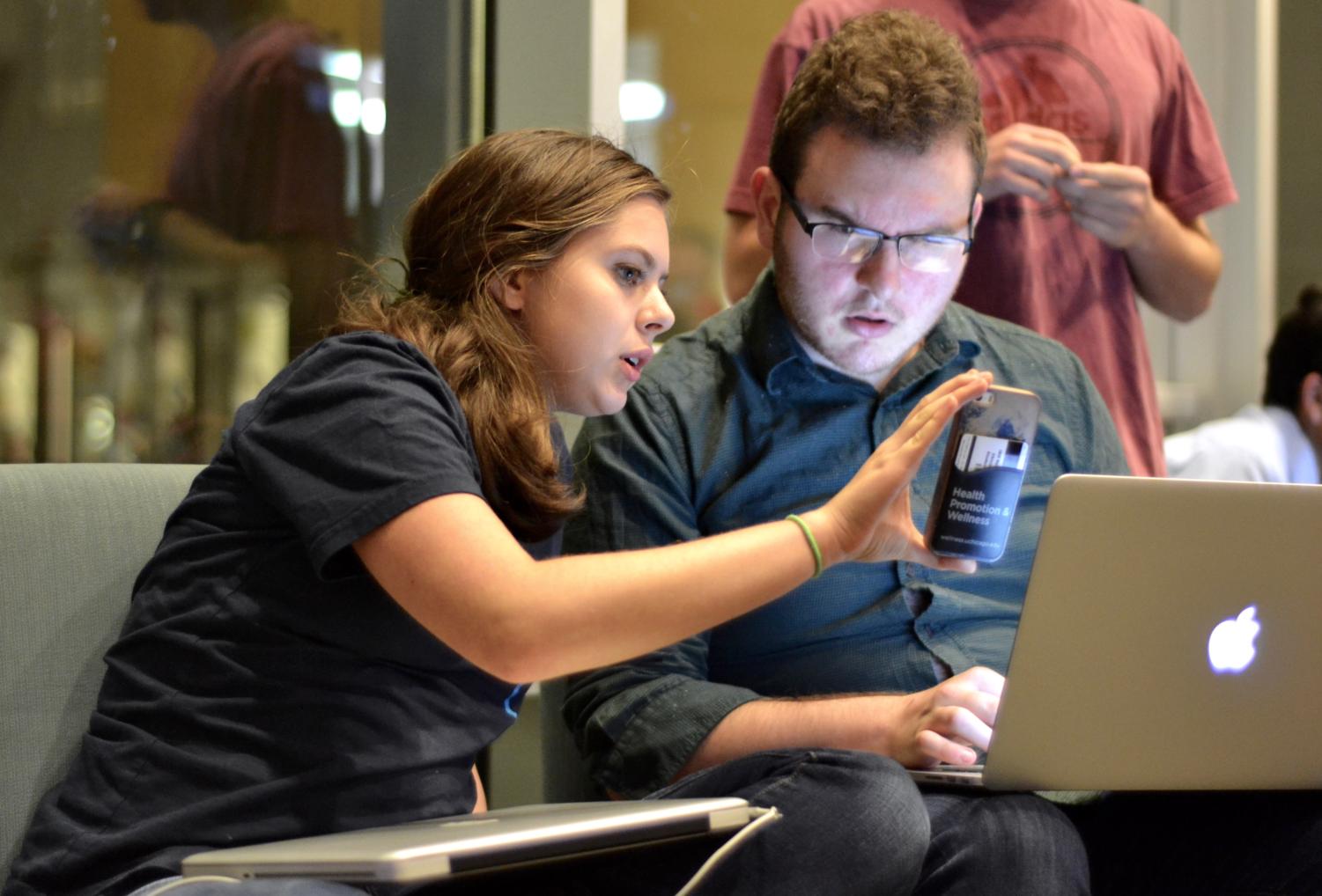 Students gather in East Commons in RGGRC to watch the election unfold on November 8th, 2016.