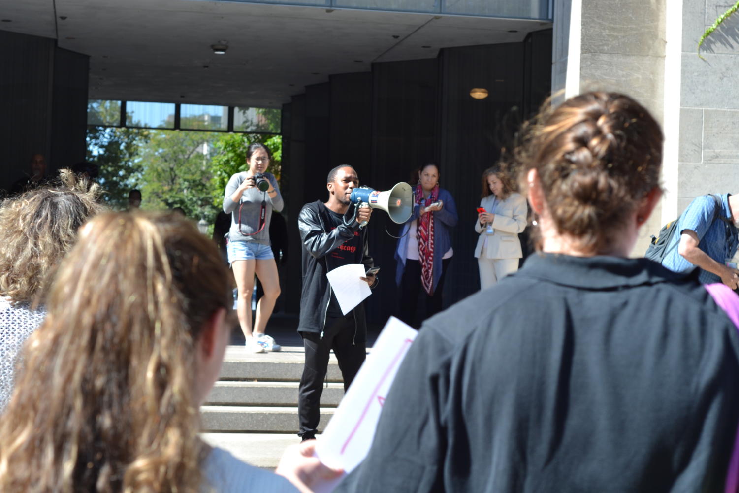 A student speaks at the racial justice rally on Sept. 29.