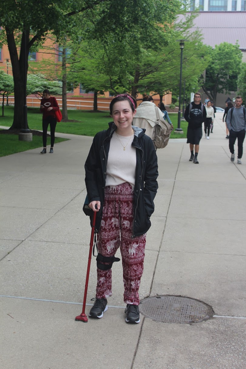 Fourth Year Brittney Dorton on the Bartlett Quad.