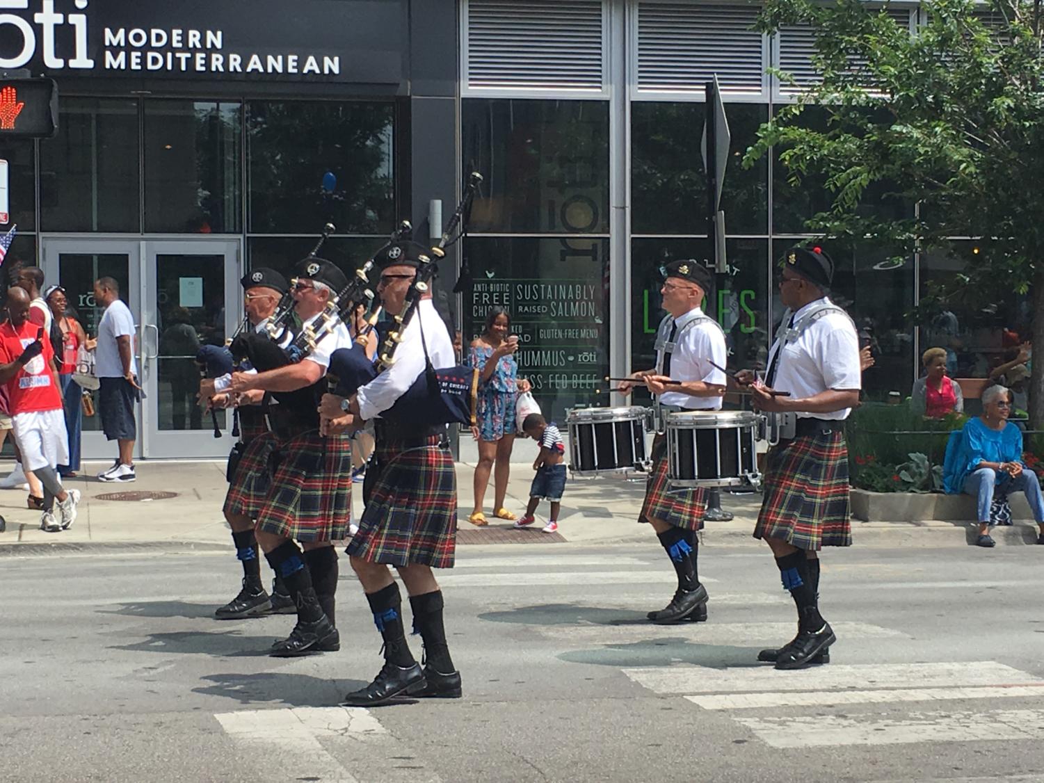 Bagpipers and a firetruck led the parade.
