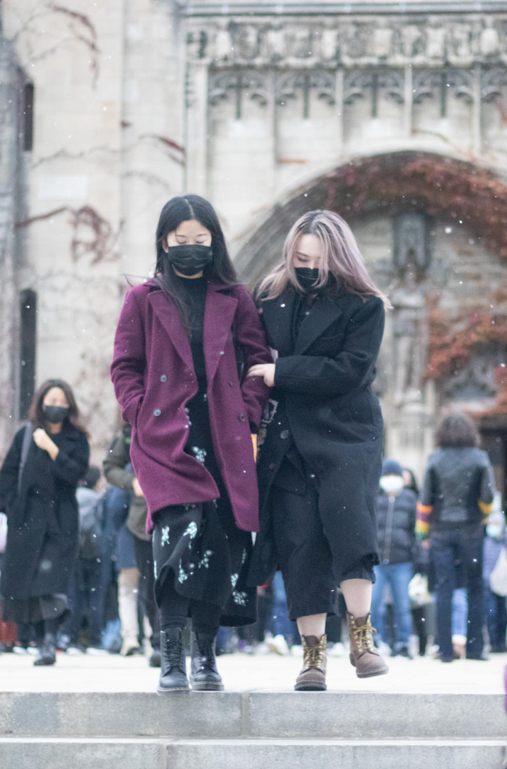 Memorial attendees walked out of Rockefeller Memorial Chapel.