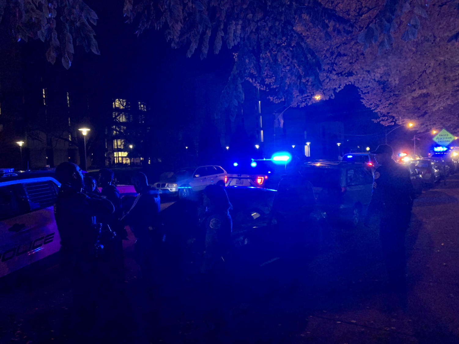 A young man was arrested in front of the Regenstein Library at around 10:45 p.m. Police on scene said that he was chased on foot and suspected of committing a robbery. It is unclear if he was linked to the battery of a student nearby.