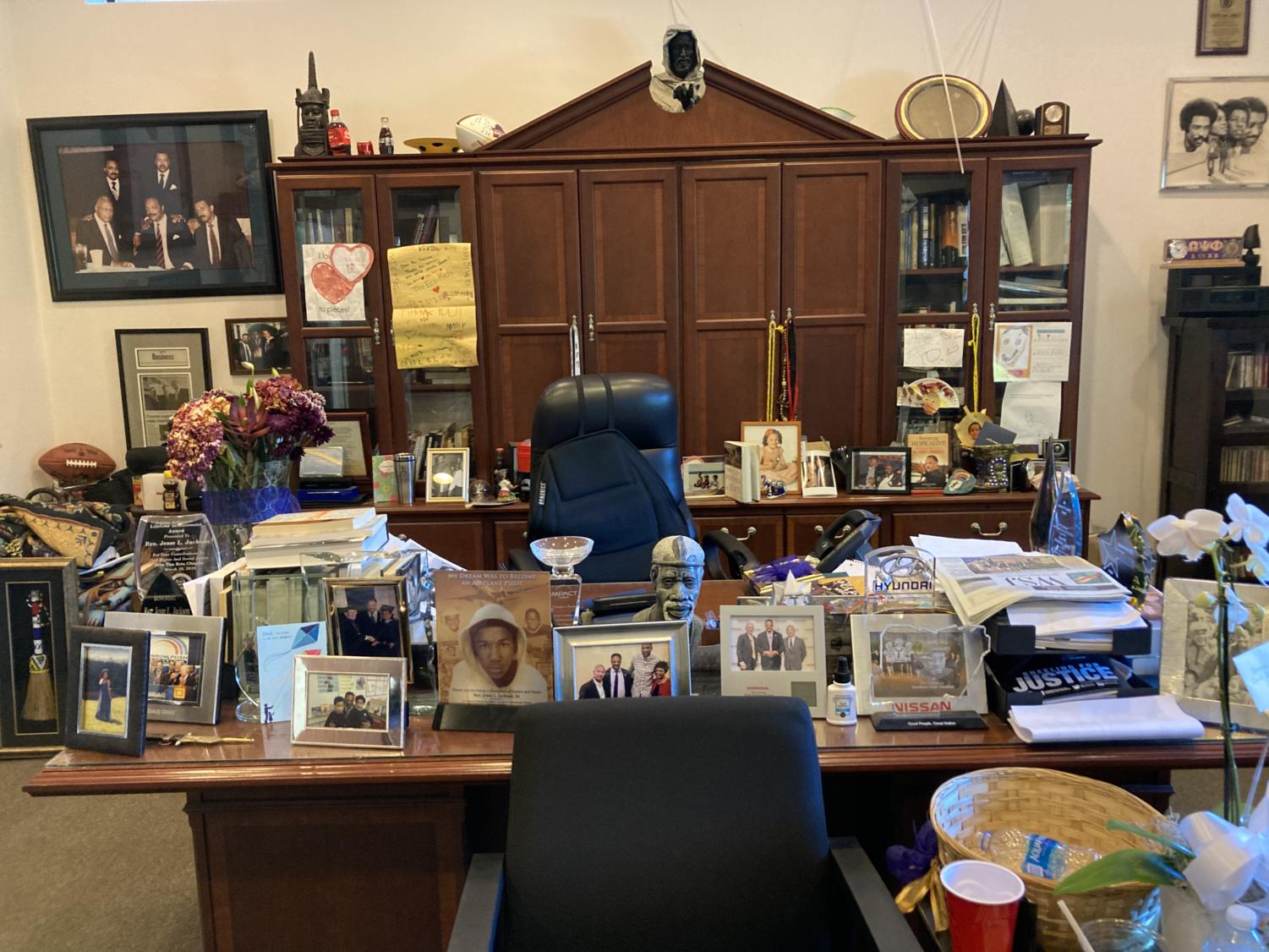 Jackson’s desk at Rainbow PUSH headquarters.
