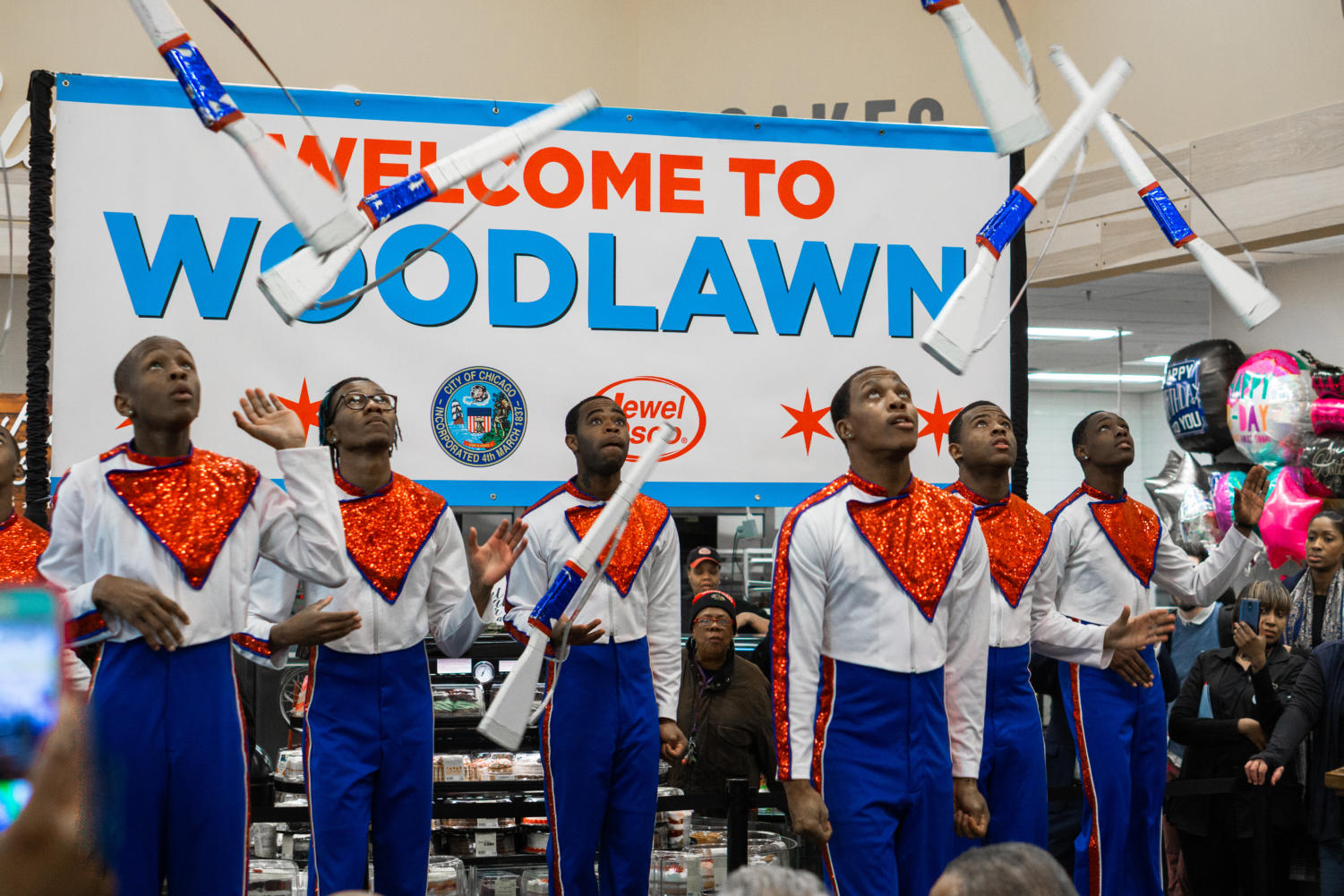 The South Shore drill team performs at the Jewel Osco opening.