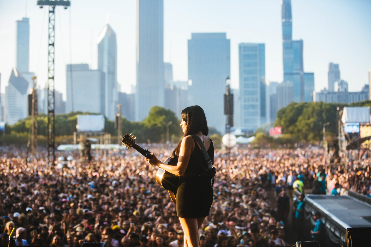 Kacey Musgraves plays at the T-Mobile stage. She strongly advocated for gun control reform during her set.