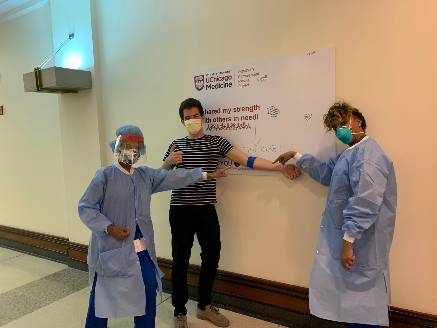 Lab School alumnus Michael Rubin after donating plasma at UChicago Medicine for their COVID-19 Convalescent Plasma Project.