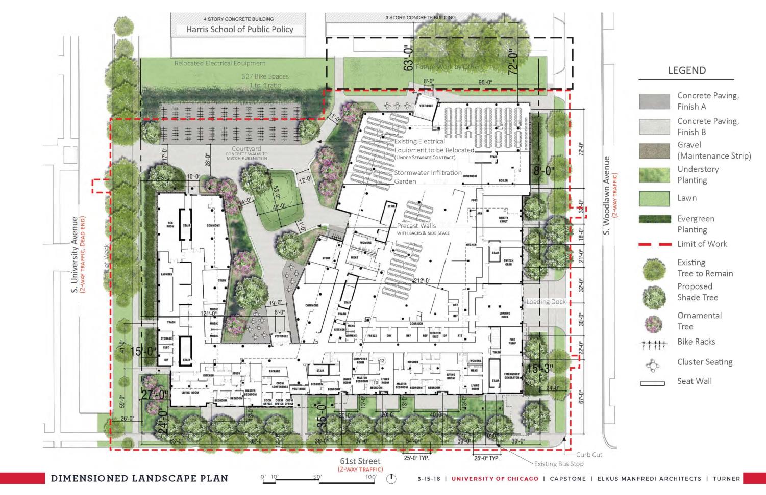 An old drawing shows the ground floor of the Woodlawn Residential Commons dorm. Plans for the dining hall can be seen in this image.