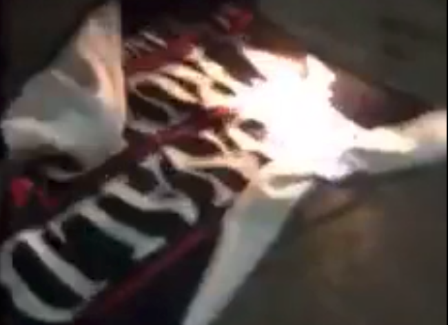 Students burned Trump paraphernalia on the quad around midnight on election night.