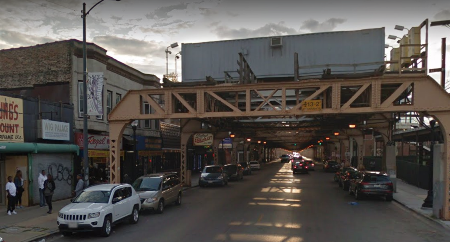 The end of the Green Line tracks at the 63rd Street and Cottage Grove Station.