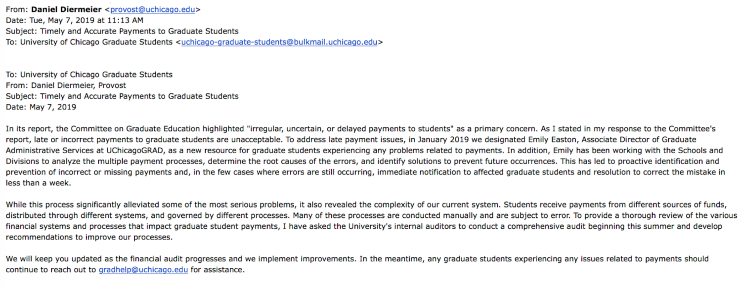 Diermeier's email to graduate students