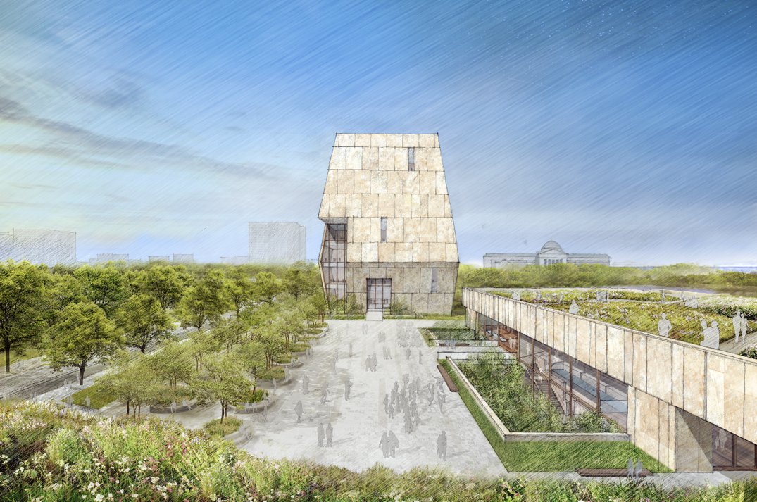 The eye-catching 180 feet tall museum will be the tallest of the three buildings that make up the Obama Presidential Center, providing room for exhibition spaces, public spaces, offices, and meeting rooms.