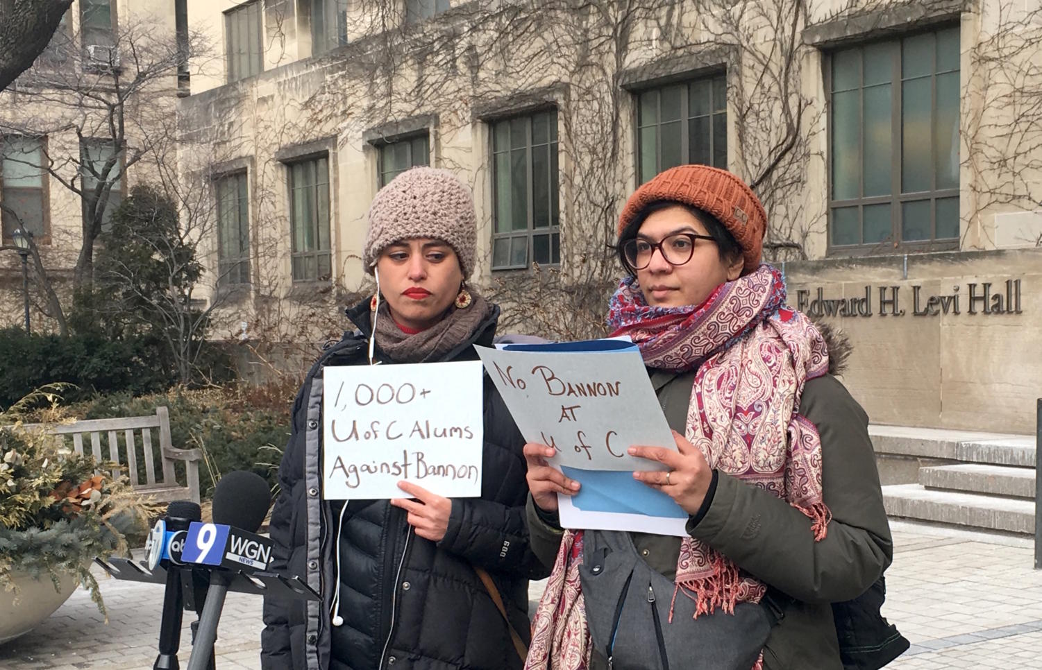 Two organizers of the petition answer questions from reporters.