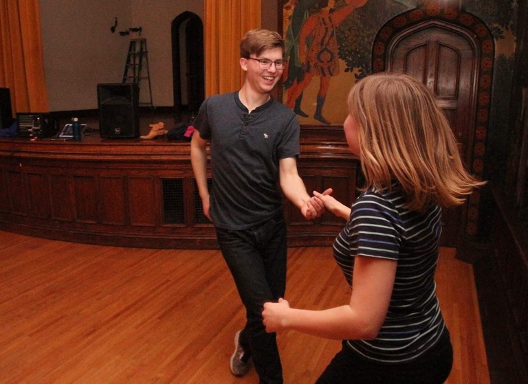 Jeske dances at a swing event in Ida Noyes