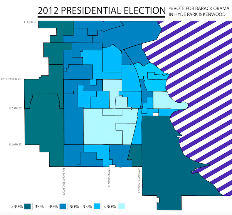 % Vote for Barack Obama in Hyde Park and Kenwood