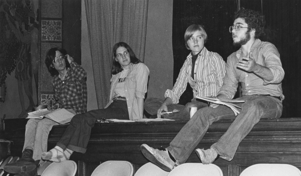 Meeting of University of Chicago Student Government in Ida Noyes Hall. Dated 1960s or 1970s.