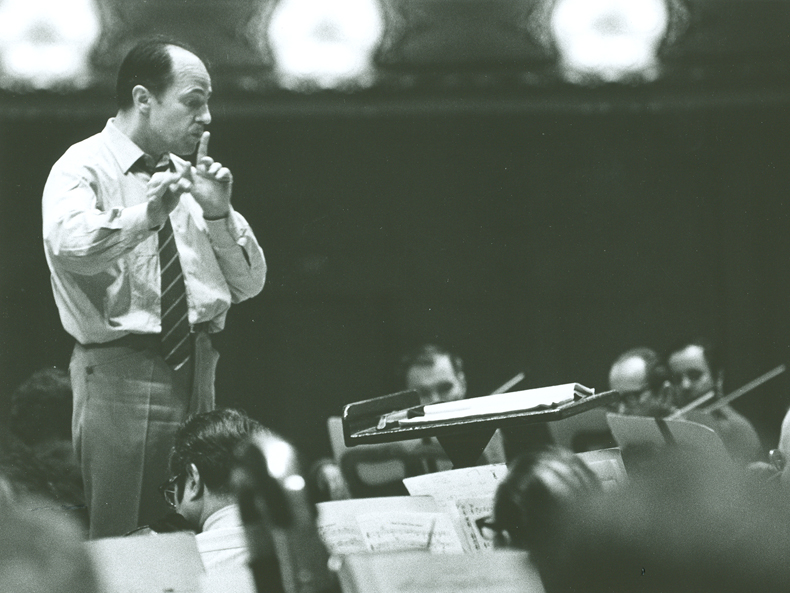 Pierre Boulez in February 1969, during his first rehearsal with the Chicago Symphony Orchestra. 