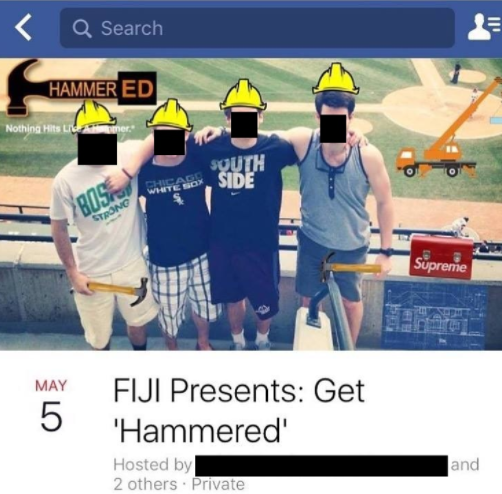 The original theme of the FIJI party, as advertised on Facebook
