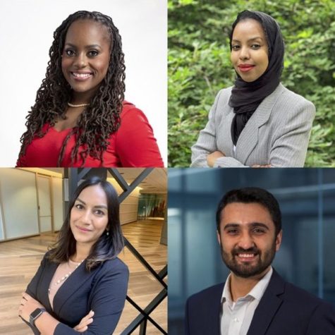 Christine Goggins (top left), Deqa Aden (top right), Heena Mohammed (bottom left), and Nishit Shukla (bottom right) are among the 2022–23 Obama Foundation Scholars.