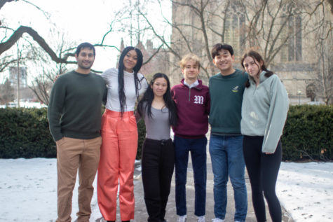 (Left to Right) Nikhil Jaiswal, Solana Adedokun, Allison Ho, Michael McClure, Dylan Zhang, and Astrid Weinberg were elected the 2023-24 executive slate.