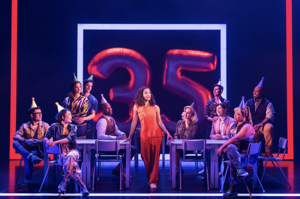 Britney Coleman as Bobbie (center) and the North American Tour of Company.