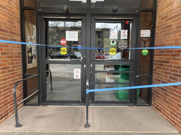 The entrance to Hyde Park Produce was taped off following a fire on April 5.