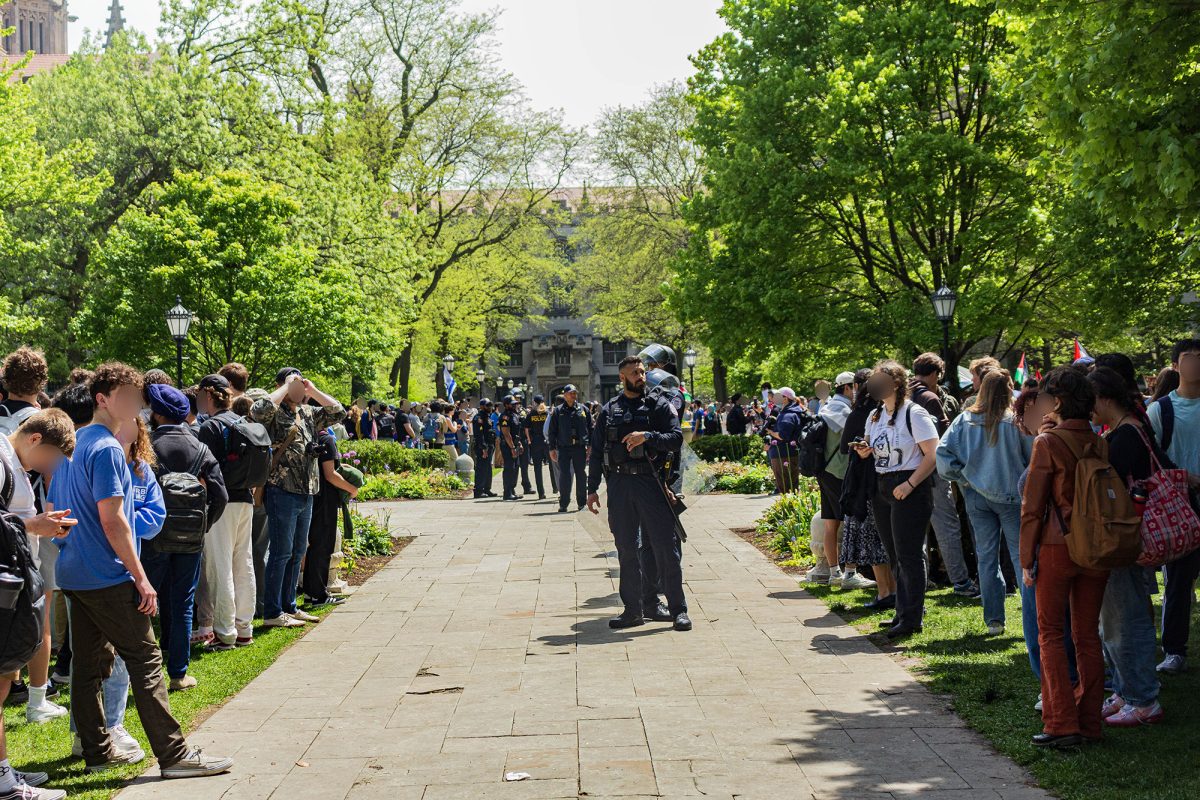 UCPD separated two groups of demonstrators on the center of the quad.