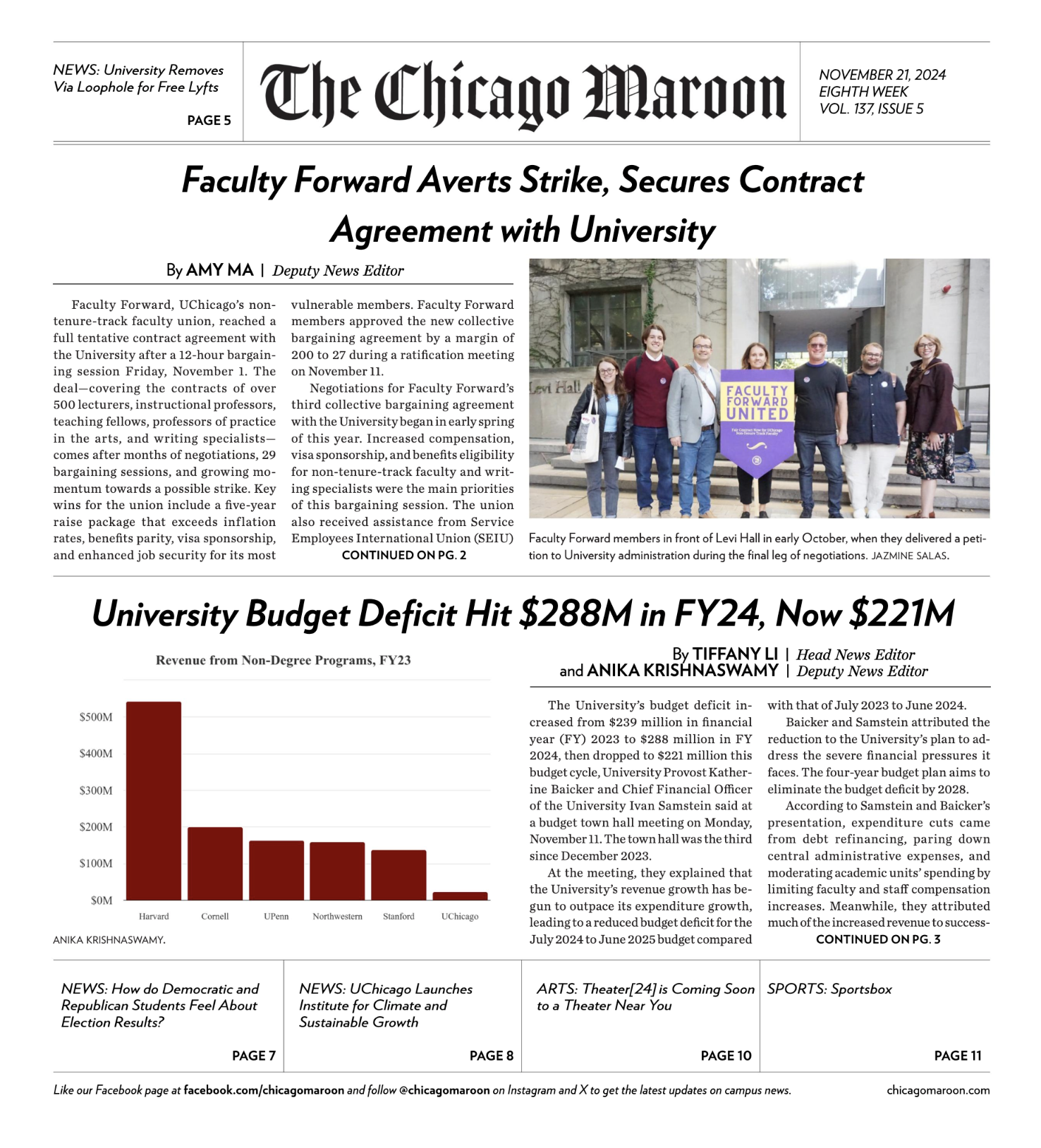 Screenshot of the cover of the November 21, 2024 print edition.