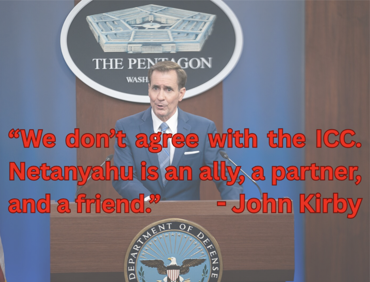 Pentagon Press Secretary John F. Kirby speaks at a press briefing on the Afghanistan withdrawal at the Pentagon, Washington, D.C., Aug. 16, 2021. (DOD Photo by Navy Petty Officer 1st Class Carlos M. Vazquez II). Captions added by Students for Justice in Palestine. 