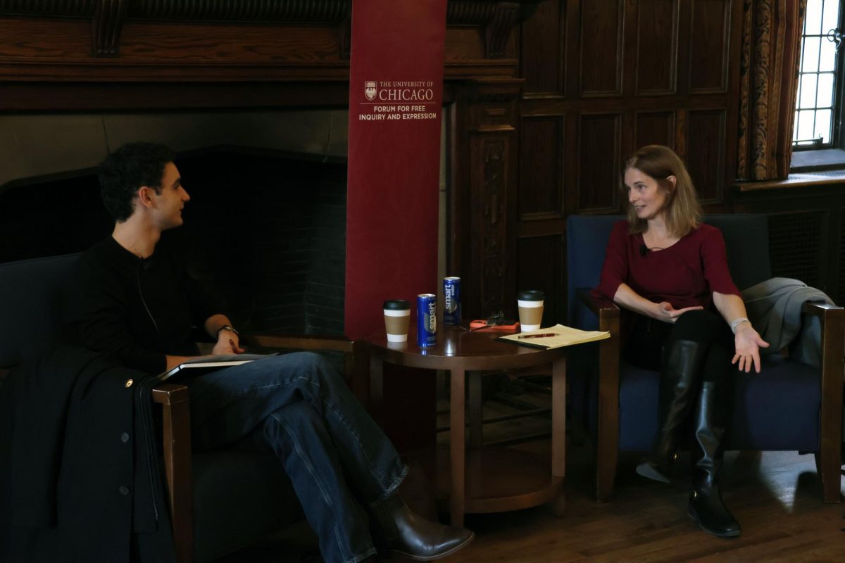 Dean of the College Melina Hale speaks at an event hosted by the Chicago Forum Friday afternoon. Courtesy of the Chicago Forum for Free Inquiry and Expression.