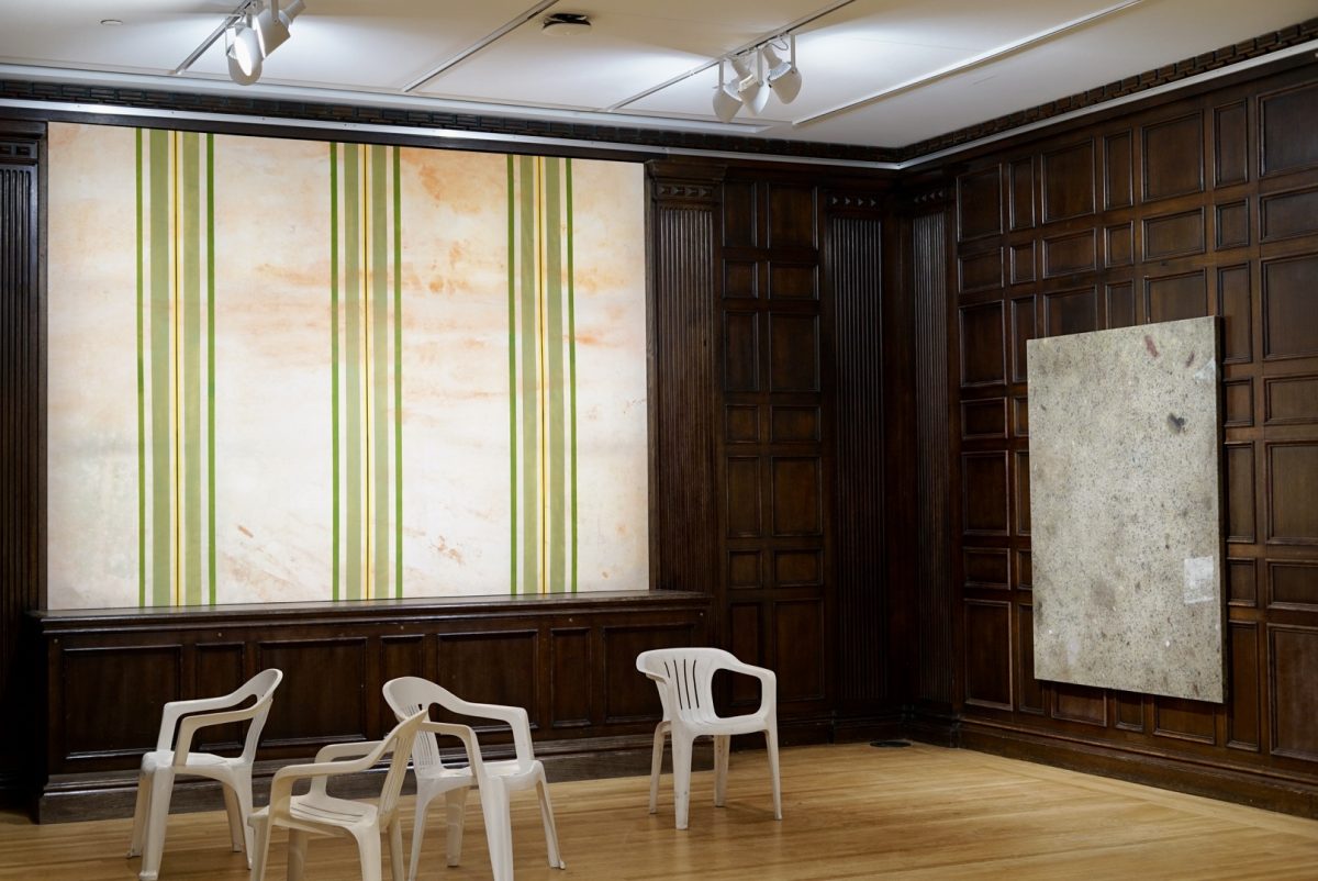 From left: Untitled (2025) and Untitled (2016) on display at the Neubauer Collegium.