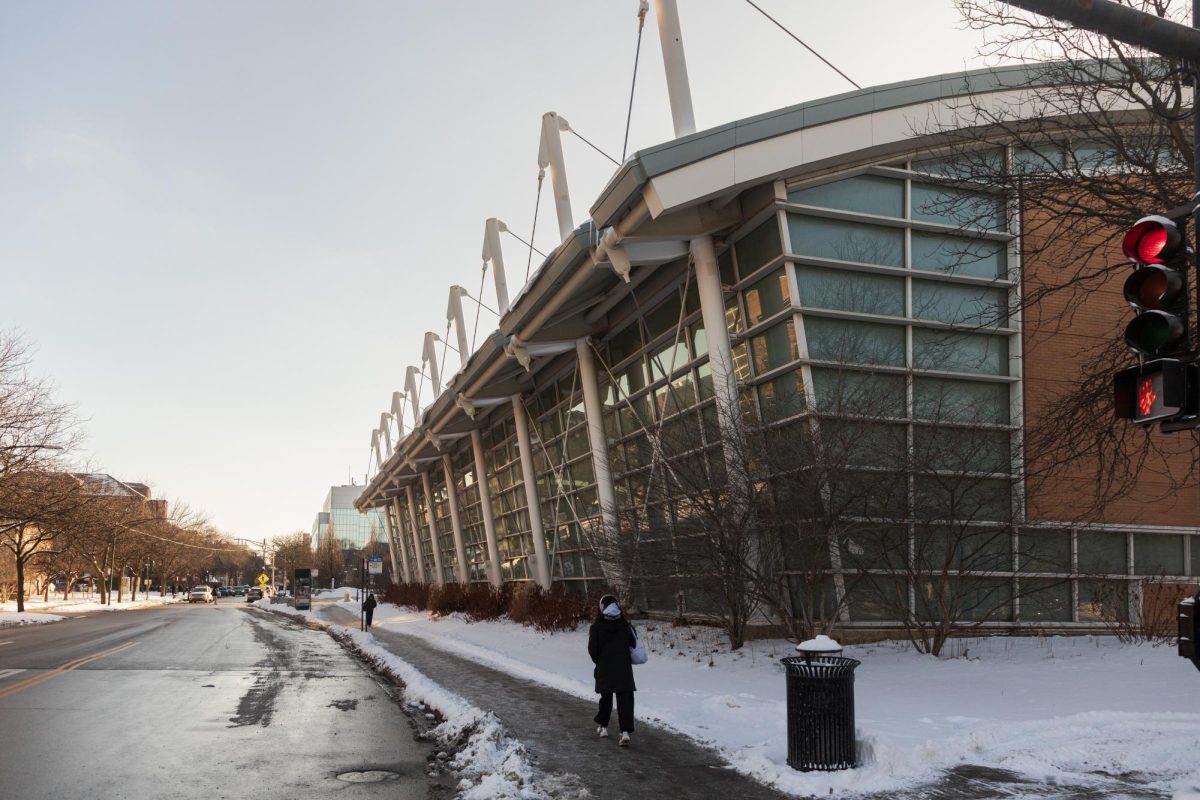 The exterior of the Myers-McLoraine Pool at the Ratner Athletics Center.