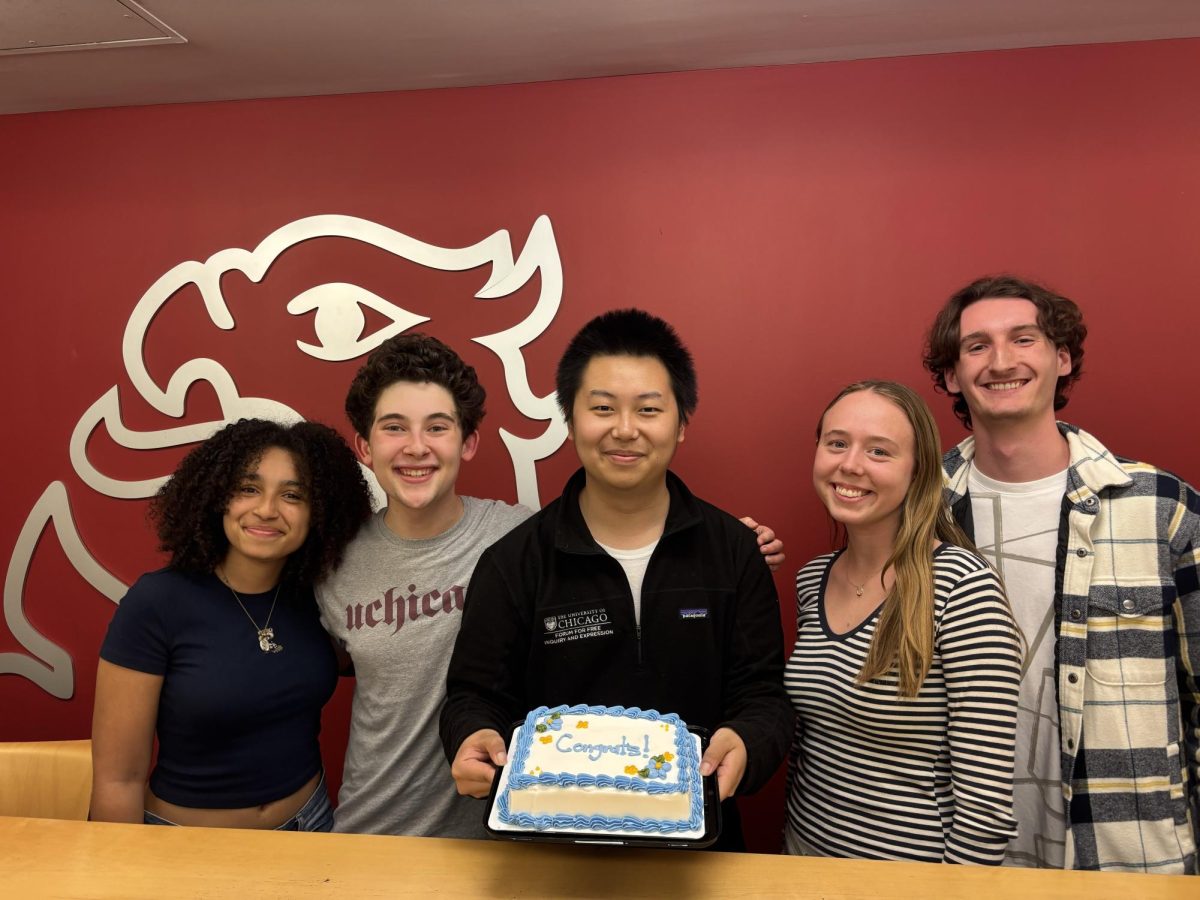Destiney Samare, Aaron Horowitz, Kevin Guo, Audrey Krajewski, and Aidan Keesler after their election win. Courtesy of the CORE Collective.
