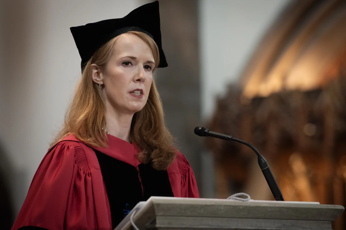 Alison LaCroix delivers her address to Class of 2025 Law School graduates. Courtesy of the University of Chicago Law School.