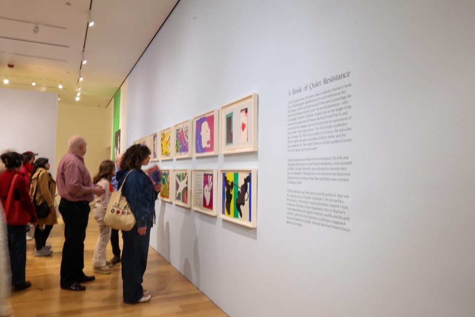 Crowds admire the pieces in the new Jazz exhibit that opened at the Art Institute on March 7, 2026.